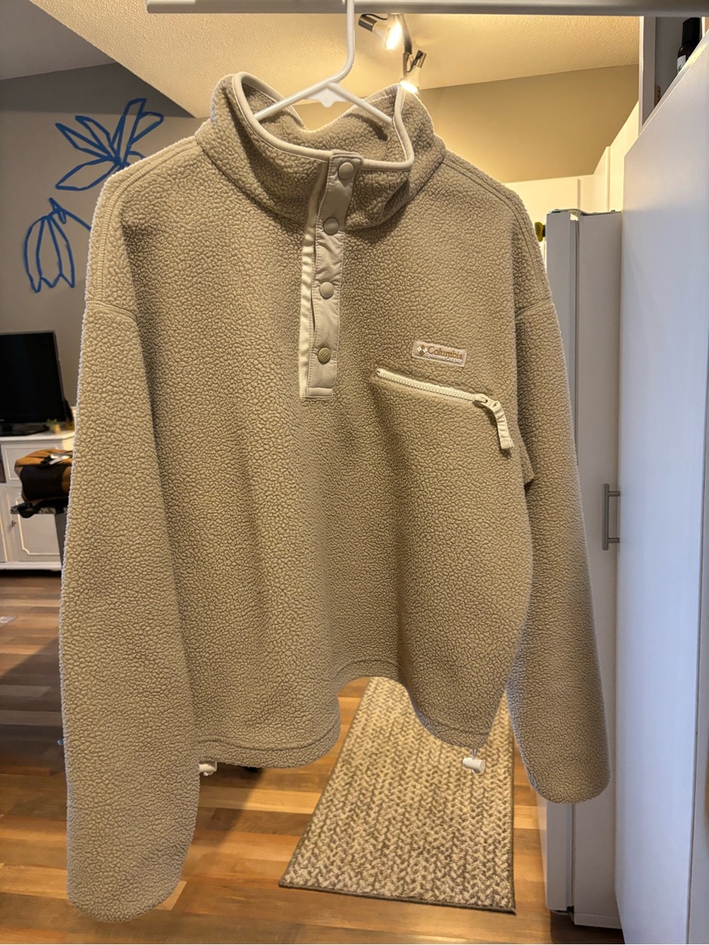 Columbia Cream Sherpa Snap-Placket Pullover